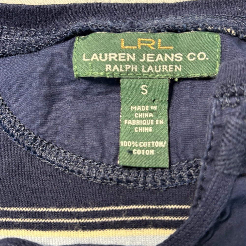 Vintage LRL Lauren Jeans Co Ralph Lauren Striped Lace Up 3/4 Sleeve Top Women S‎ - Picture 7 of 10